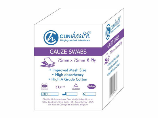 Picture of Clinihealth Gauze Swabs 75X75mm 8 ply 100's