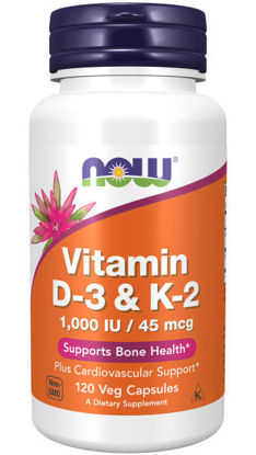 Picture of Now Foods Vitamin D3&K2 1000IU/45mcg  Veg Caps 120's